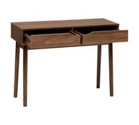 PEGANE Table Console 2 tiroirs Coloris Effet Bois foncé - Longueur 100 x Largeur 34 x Hauteur 75,5 cm
