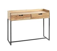 PEGANE Table Console Meuble d'entrée 2 tiroirs Coloris chêne et métal Noir - Longueur 100 x Hauteur 80 x Profondeur 35cm