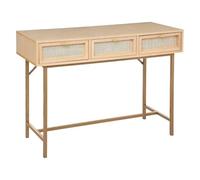 PEGANE Table Console Meuble d'entrée à 3 tiroirs cannage rotin - Longueur 110 x Profondeur 40 x Hauteur 80 cm
