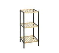 PEGANE Table d’appoint 3 Niveaux en Bambou Naturel et métal Noir - Longueur 35 x Hauteur 81 x Profondeur 35 cm