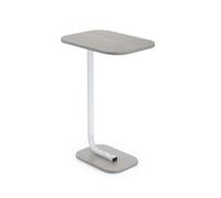 PEGANE Table d’appoint, Bout de canapé, Table café Coloris Blanc/Effet Bois - Longueur 39 x Largeur 28 x Hauteur 55 cm