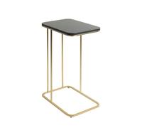 PEGANE Table d'appoint avec Plateau Coloris Gris Anthracite et Pieds en métal Couleur doré - Longueur 45 x Profondeur 30 x Hauteur 67 cm