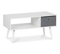 PEGANE Table d'appoint avec tiroir Coloris Blanc/Gris pour Salon ou Chambre à Coucher - Longueur 90 x Largeur 48 x Hauteur 47cm