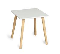 PEGANE Table d'appoint Basse, Table carrée Coloris Blanc et Pieds Effet Bois - Longueur 40 x Largeur 40 x Hauteur 40 cm