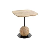 PEGANE Table d'appoint carré Coloris chêne Naturel Pied en métal Noir - Longueur 45 x Profondeur 45 x Hauteur 50 cm