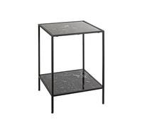 PEGANE Table d'appoint carré Surface Imitation marbre Noir et Structure en métal Noir