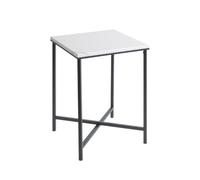 PEGANE Table d'appoint carrée avec Plateau Effet marbre et Structure en métal Anthracite - Longueur 39 x Profondeur 39 x Hauteur 55 cm