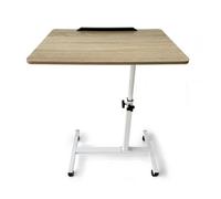 PEGANE Table d'appoint inclinable Multifonction, Support de canapé avec roulettes, Plateau Coloris Effet Bois et Pieds en métal Blanc - Longueur 60 x Largeur 40 x Hauteur 59-89cm