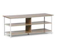 PEGANE Table d'appoint Multifonction de 3 Niveaux, Meuble TV, Console Coloris Bois et métal Blanc - Longueur 110 x Largeur 40 x Hauteur 45cm