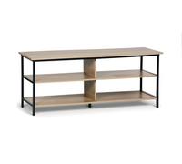 PEGANE Table d'appoint Multifonction de 3 Niveaux, Meuble TV, Console Coloris Bois et métal Noir - Longueur 110 x Largeur 40 x Hauteur 45cm