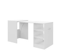 PEGANE Table d'appoint rétractable avec Rangement Coloris Blanc - Longueur 149 x Hauteur 76 x Profondeur 63 cm