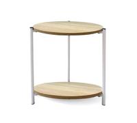 PEGANE Table d'appoint Ronde, Bout de canapé à 2 Niveaux, Table de Chevet Coloris Effet Bois Naturel - Diamètre 40 x Hauteur 42 cm