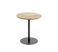 PEGANE Table d'appoint Ronde Coloris chêne Naturel et Pied en métal Noir - diamètre 40 x Hauteur 45 cm