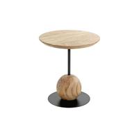 PEGANE Table d'appoint Ronde Coloris chêne Naturel Pied en métal Noir - diamètre 40 x Hauteur 45 cm