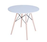 PEGANE Table d'appoint Ronde Table de Salle à Manger Blanche avec Pieds en Bois Naturel Coloris Blanc - Diamètre 60 x Hauteur 70 cm