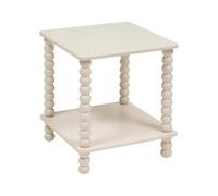 PEGANE Table d'appoint Table café avec 1 étagère et des Pieds Boules, Coloris Ivoire - Longueur 40 x Profondeur 40 x Hauteur 45 cm