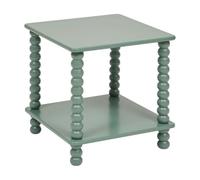 PEGANE Table d'appoint Table café avec 1 étagère et des Pieds Boules, Coloris Vert Olive - Longueur 40 x Profondeur 40 x Hauteur 45 cm