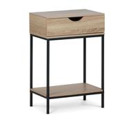 PEGANE Table d'appoint Table de Chevet avec 1 tiroir Coloris Effet Bois Naturel et Structure métallique Noire - Longueur 45 x Profondeur 30 x Hauteur 68cm
