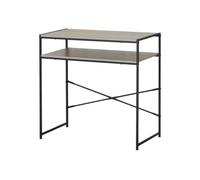 PEGANE Table de Bureau avec étagère, Meuble Console Coloris Effet Naturel stucture en métal Noir - Longueur 77 x Profondeur 40 x Hauteur 75cm