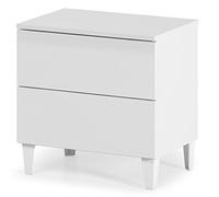 PEGANE Table de Chevet en Bois Coloris Blanc Brillant avec 2 tiroirs - Dim : 49 x 50 x 34 cm