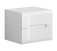 PEGANE Table de Chevet Table de Nuit à 2 Tiroirs, Coloris Blanc/Blanc Haute Brillance - Longueur 50 x Profondeur 41 x Hauteur 43 cm