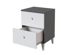 PEGANE Table de Chevet, Table de Nuit avec 2 tiroirs Coloris Gris, Blanc - Hauteur 56 x Longueur 40 x Profondeur 35 cm
