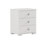 PEGANE Table de Chevet, Table de Nuit avec 3 tiroirs en pin Massif Coloris Blanc - Longueur 50,7 x Hauteur 43,6 x Profondeur 31,5 cm