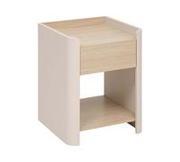 PEGANE Table de Chevet Table de Nuit avec Une Niche et 1 tiroir, Coloris chêne/Ivoire - Longueur 40 x Profondeur 40 x Hauteur 50 cm