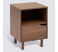 PEGANE Table de Nuit, Chevet 2 étagères et 1 Porte Coloris Effet Bois foncé - Longueur 40 x Profondeur 40 x Hauteur 57,5 cm