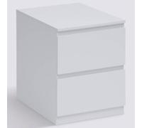 PEGANE Table de Nuit, Chevet de 3 tiroirs Coloris Blanc - Longueur 38 x Profondeur 48 x Hauteur 50 cm