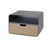 PEGANE Table de Nuit Console Mural avec tiroir Coloris Anthracite/chêne - Longueur 38 x Profondeur 30 x Hauteur 25 cm
