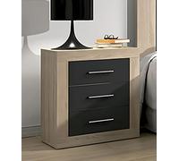 Table de nuit, table de chevet coloris chene cambrian, graphite - Longueur 50 x Profondeur 34,6 x Hauteur 60 cm -PEGANE- Bois G
