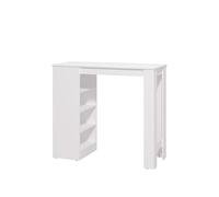 PEGANE Table Haute, Table de Bar avec rangements Couleur Blanc - Longueur 120 x Profondeur 50 x Hauteur 105 cm