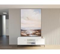 PEGANE Tableau Peinture à l'huile sur Toile,Peinte à la Main avec Cadre en Bois Blanc - Longueur 150 x Hauteur 200 x Profondeur 4 cm