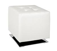 PEGANE Tabouret tournant chromé-Blanc, L40 x H42 x P40 cm