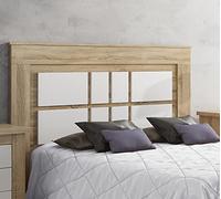 PEGANE Tête de lit avec Pieds Coloris chêne Cambrian, Blanc - Longueur 160 x Profondeur 3,8 x Hauteur 119,3 cm