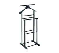 PEGANE Valet de Nuit Double, Valet de Chambre en Bois Massif hévéa Coloris Noir - Longueur 47 x Profondeur 36 x Hauteur 102 cm