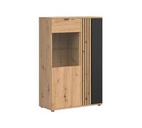 PEGANE Vitrine à 2 Portes,Coloris Chêne Artisan/Noir - Longueur 90,5 x Profondeur 40 x Hauteur 137,5 cm