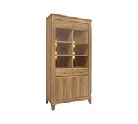 PEGANE Vitrine à 4 Portes avec éclairage LED, Coloris Mélèze doré - Longueur 102 x Profondeur 47 x Hauteur 202 cm