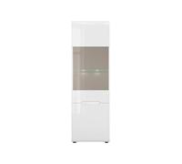 PEGANE Vitrine Haute à 2 Portes avec éclairage LED, Coloris Blanc/Blanc Haute Brillance - Longueur 60 x Profondeur 41 x Hauteur 193 cm