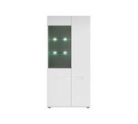 PEGANE Vitrine Haute à 2 Portes avec éclairage LED, Coloris Blanc/Blanc Haute Brillance - Longueur 90 x Profondeur 41 x Hauteur 193 cm