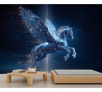 Pegasus Papier peint pour adolescents, garçons et filles, papier peint bleu ciel étoilé cheval pour salon, décoration murale pour chambre à coucher, chambre d'enfant, poster 300 x 210 cm
