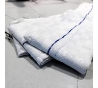 Pegasus Textiles Lot de 10 torchons de Serveur - Couleur : Carreaux Blancs avec Rayures Bleues - pour Restaurant, Bar et Restauration - 100% Coton