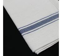 Pegasus Textiles Lot de 10 torchons en Tissu pour Verre - Couleur : Blanc à Rayures Bleues - pour Restaurant, Bar et Restauration - 100% Coton
