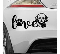Pegatina Promotion Cœur pour Caniche Toy Toy Poodle Autocollant Chien Autocollant pour Voiture, Camping-Car, Ordinateur Portable, Sticker Mural Couleur et Taille au Choix