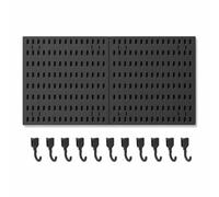 Pegboard Mural Modulable en Plastique , Noir, 2 planches carrées