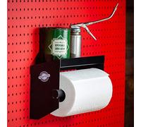 Pegboard Paper Towel Holder with Shelf, Peg Board Accessory Kit with Heavy Duty Peg Hooks, Black Pegboard Accessories Tool Holder Organizer