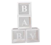 Pegciuho 4 Boîtes à Ballons/boîtes pour Bébé avec 4 Jeux de Lettres, Fabriquées en Papier Robuste et PVC Transparent, à Vocation Décorative pour Les Décoration