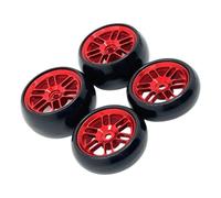 Pegciuho 4 Roues et Pneus RC, Pièces de Rechange Professionnelles pour Modifications et Améliorations à Faire Soi-même pour Micro-B 1/24, Rouge
