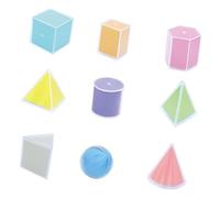 Pegciuho 9 Solides Géométriques 3D Pratiques et Réutilisables pour Garçons et Filles, Jouets d'apprentissage des Mathématiques